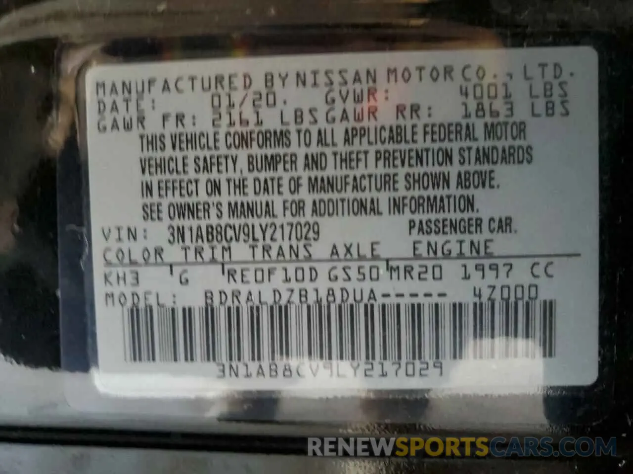 12 Photograph of a damaged car 3N1AB8CV9LY217029 NISSAN SENTRA 2020
