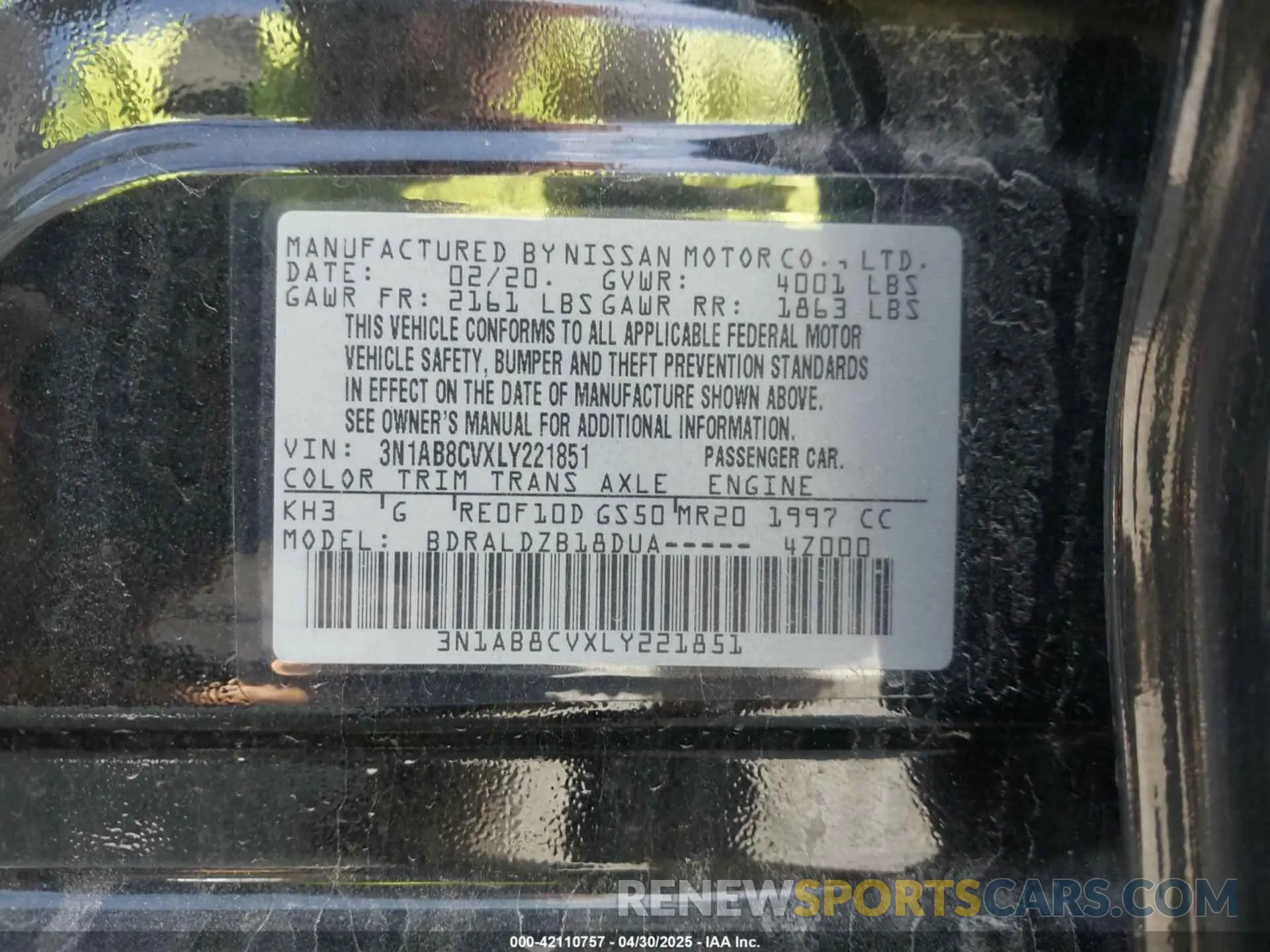 9 Photograph of a damaged car 3N1AB8CVXLY221851 NISSAN SENTRA 2020