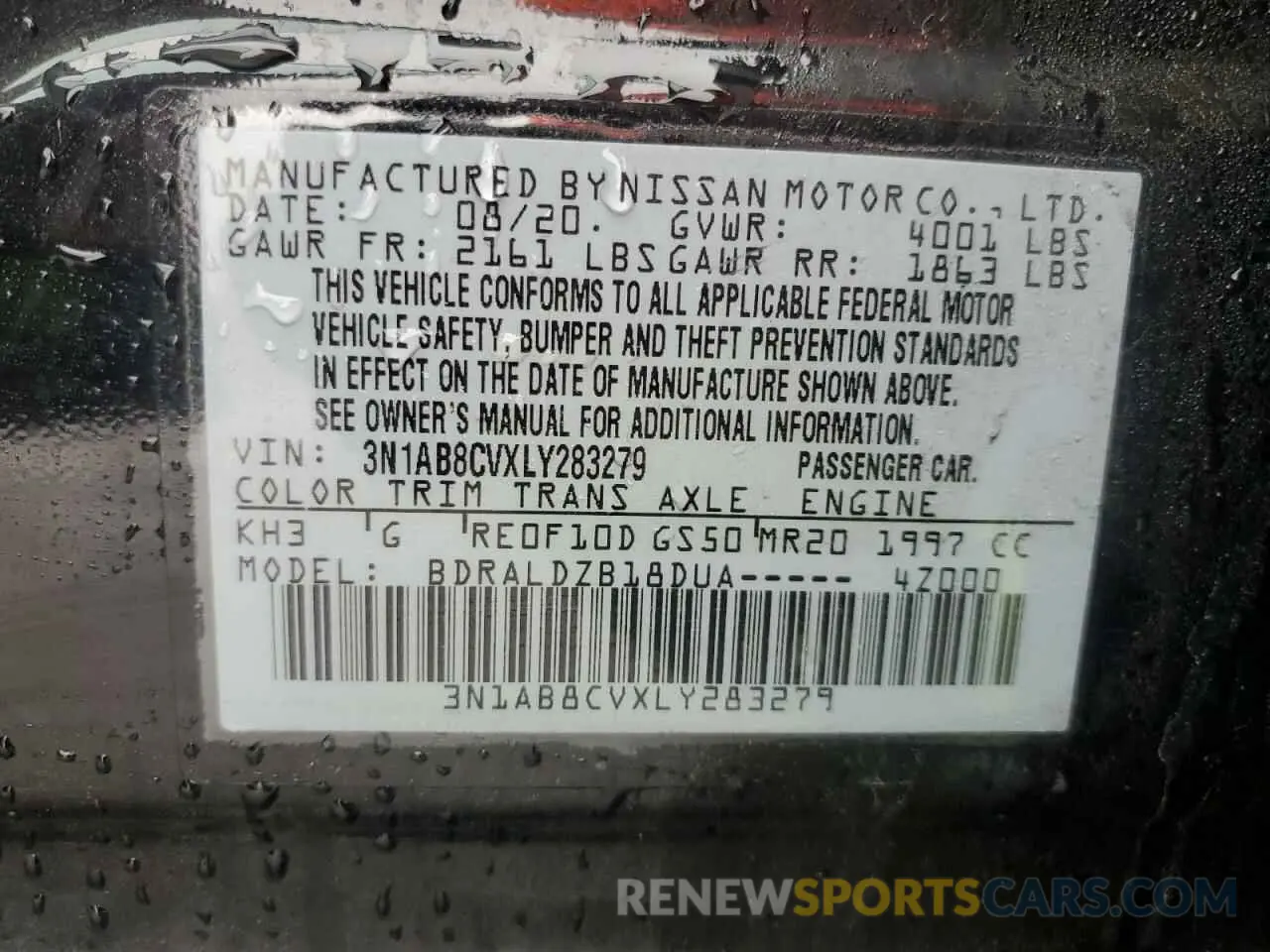 13 Photograph of a damaged car 3N1AB8CVXLY283279 NISSAN SENTRA 2020