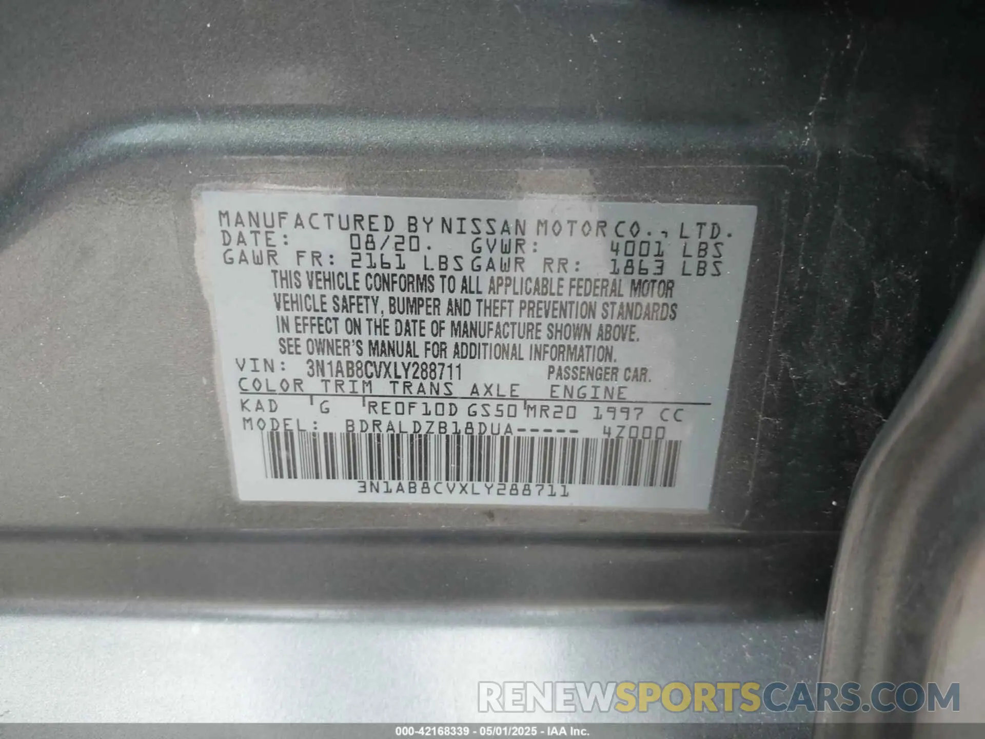 9 Photograph of a damaged car 3N1AB8CVXLY288711 NISSAN SENTRA 2020