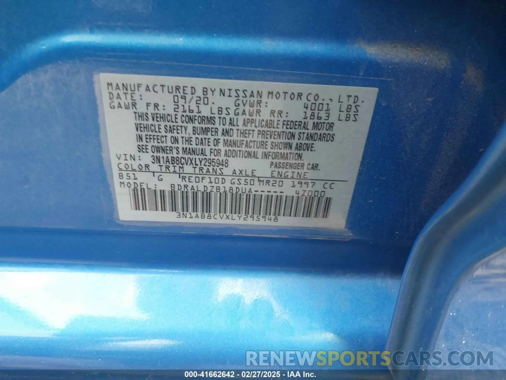 9 Фотография поврежденного автомобиля 3N1AB8CVXLY295948 NISSAN SENTRA 2020