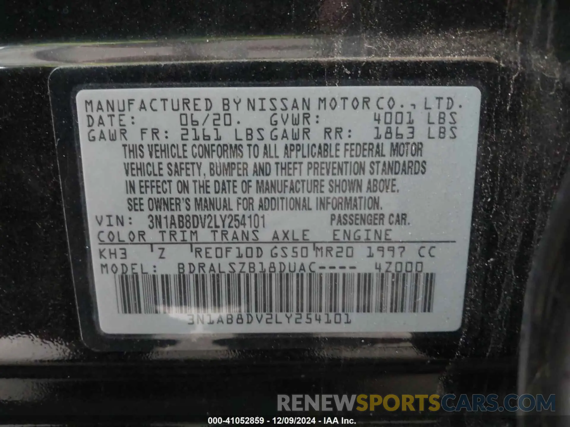 9 Фотография поврежденного автомобиля 3N1AB8DV2LY254101 NISSAN SENTRA 2020