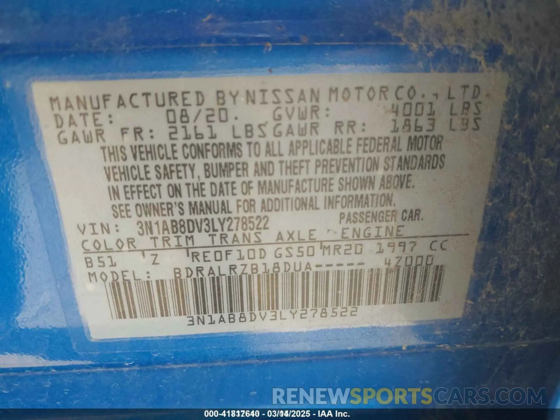9 Фотография поврежденного автомобиля 3N1AB8DV3LY278522 NISSAN SENTRA 2020