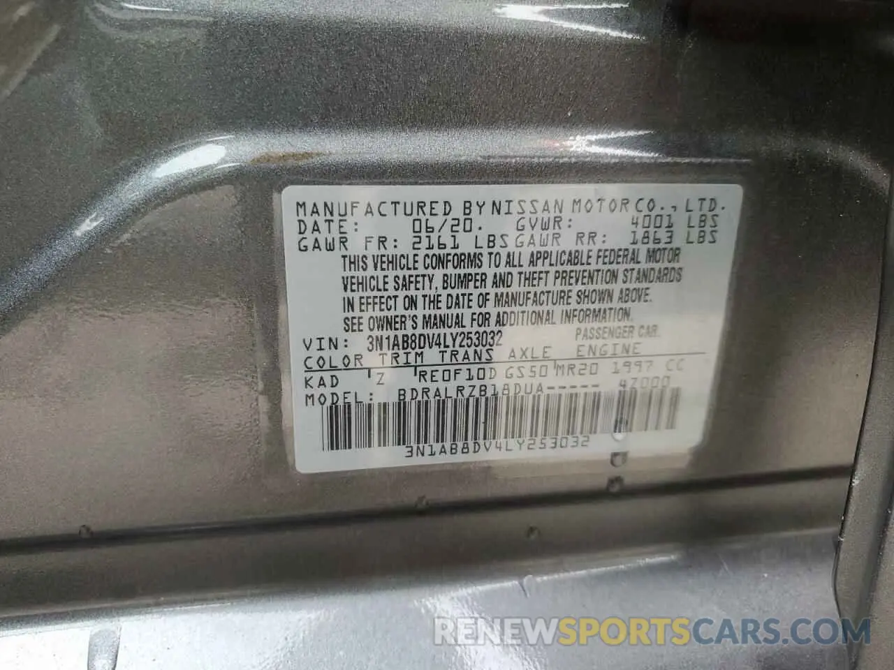 12 Фотография поврежденного автомобиля 3N1AB8DV4LY253032 NISSAN SENTRA 2020