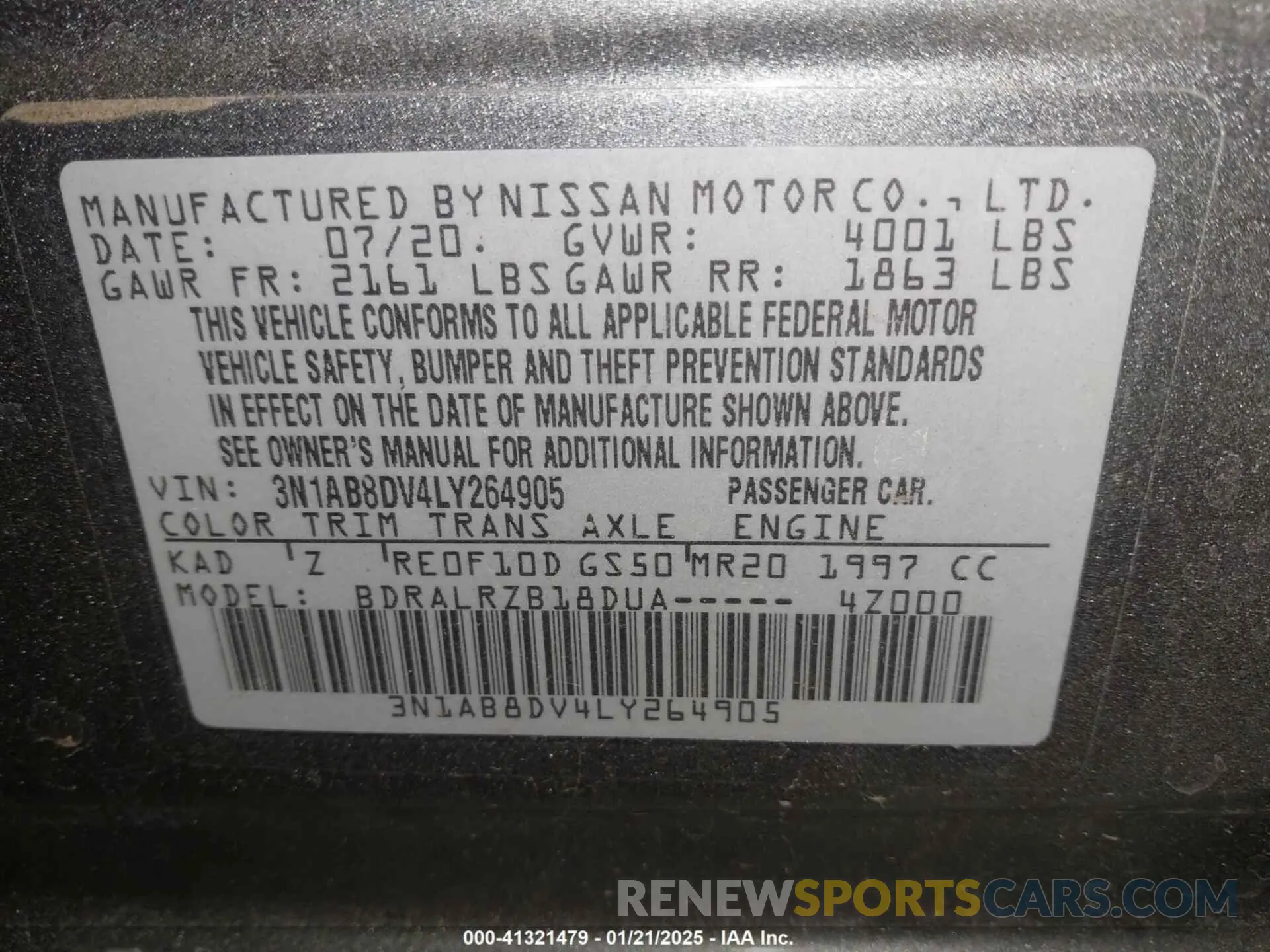 9 Photograph of a damaged car 3N1AB8DV4LY264905 NISSAN SENTRA 2020