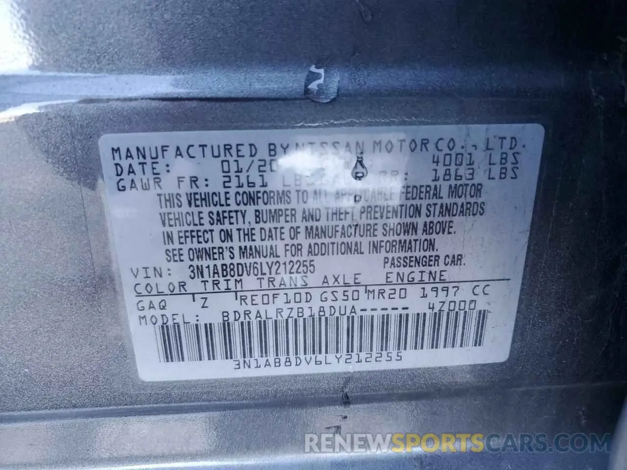 14 Фотография поврежденного автомобиля 3N1AB8DV6LY212255 NISSAN SENTRA 2020