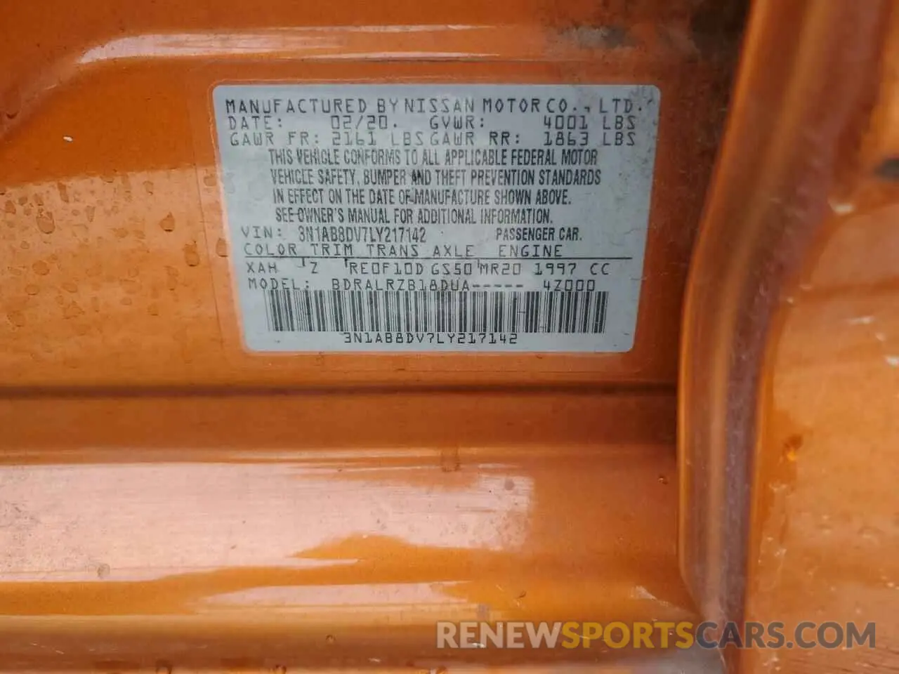 14 Photograph of a damaged car 3N1AB8DV7LY217142 NISSAN SENTRA 2020