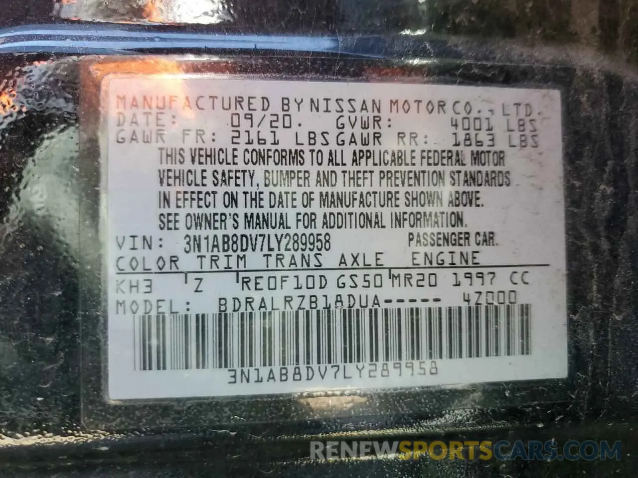 13 Фотография поврежденного автомобиля 3N1AB8DV7LY289958 NISSAN SENTRA 2020