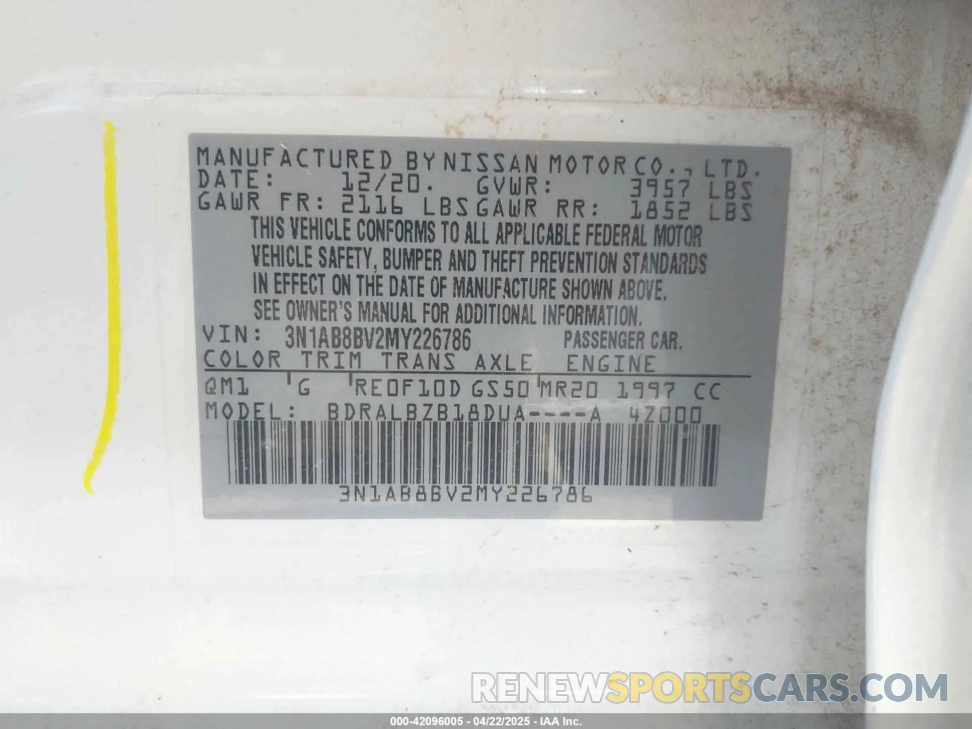 9 Фотография поврежденного автомобиля 3N1AB8BV2MY226786 NISSAN SENTRA 2021