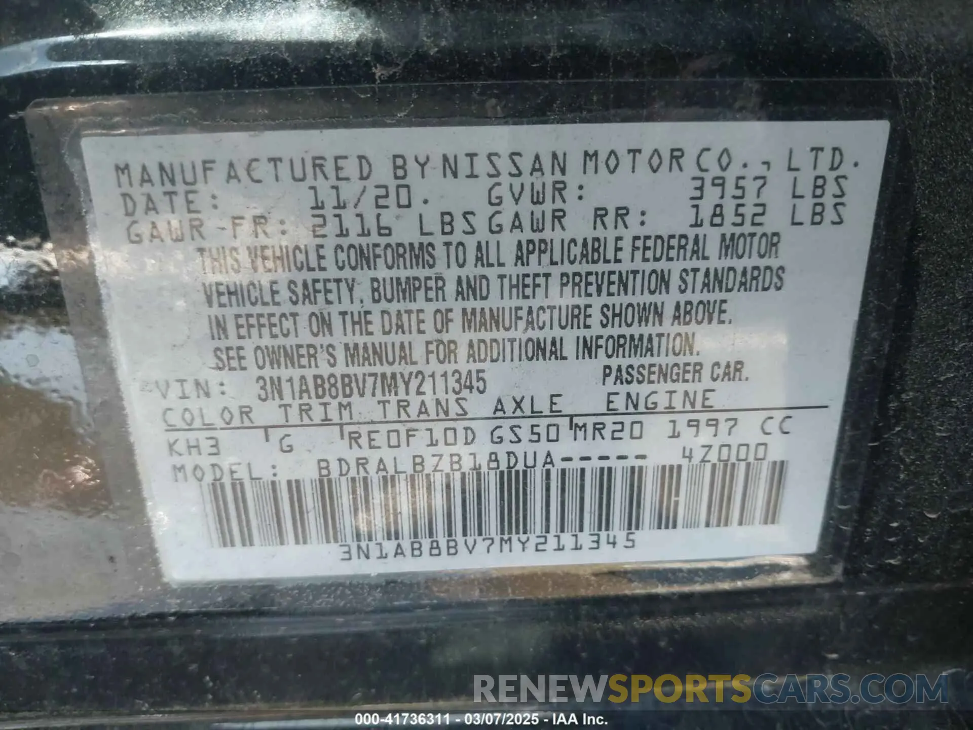 9 Фотография поврежденного автомобиля 3N1AB8BV7MY211345 NISSAN SENTRA 2021