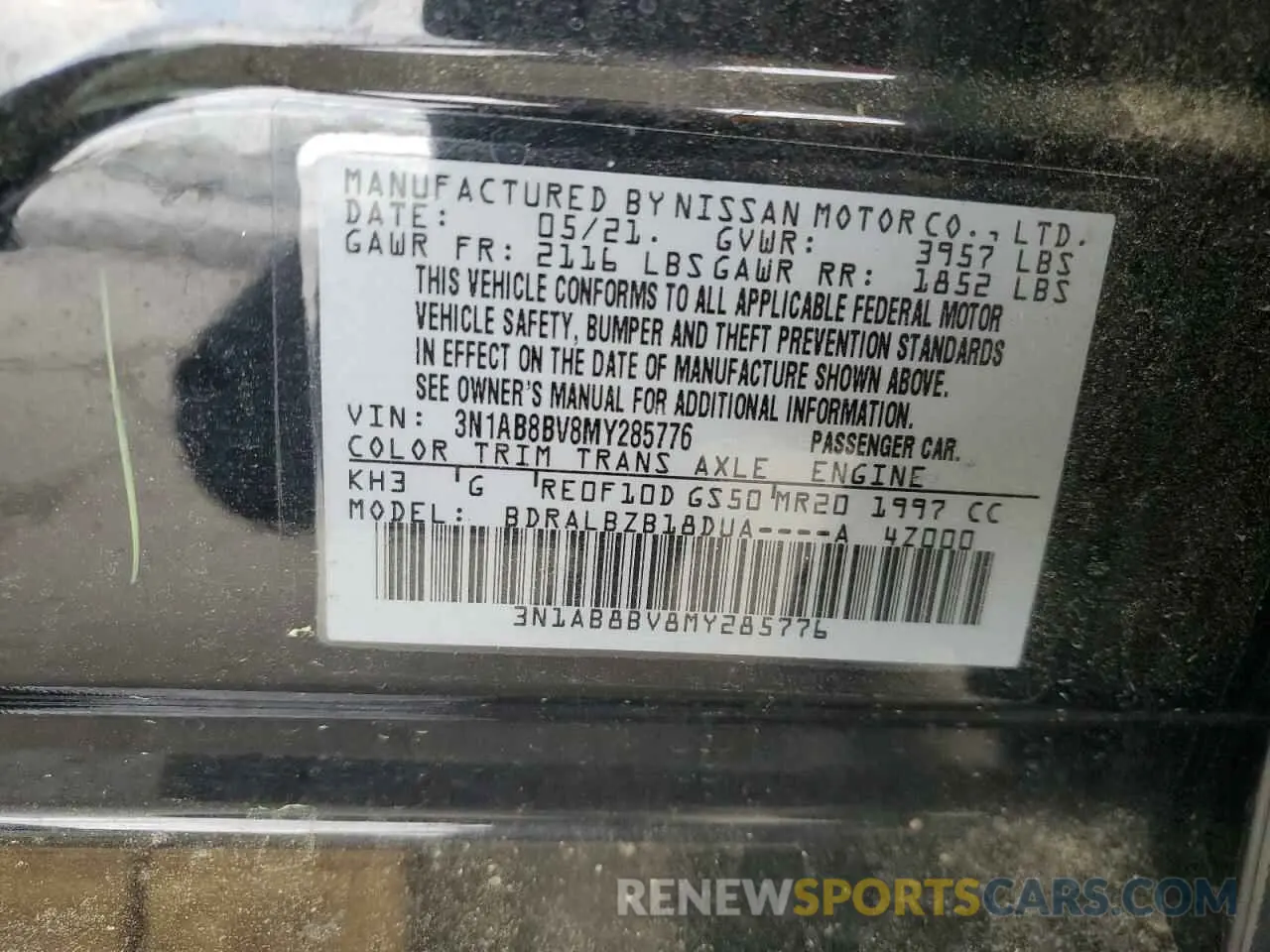 14 Photograph of a damaged car 3N1AB8BV8MY285776 NISSAN SENTRA 2021