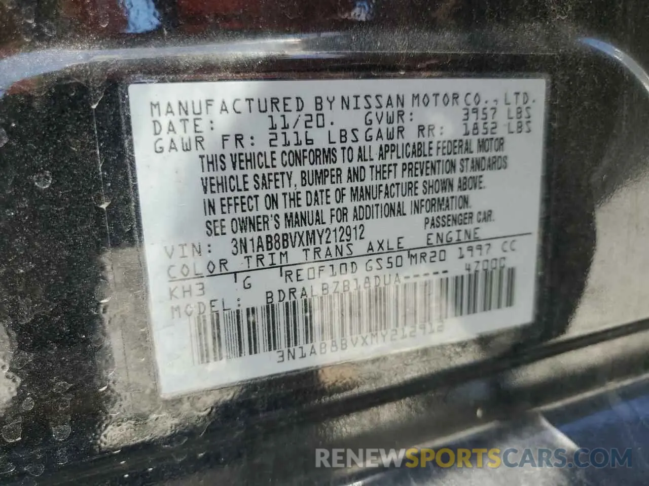 12 Photograph of a damaged car 3N1AB8BVXMY212912 NISSAN SENTRA 2021