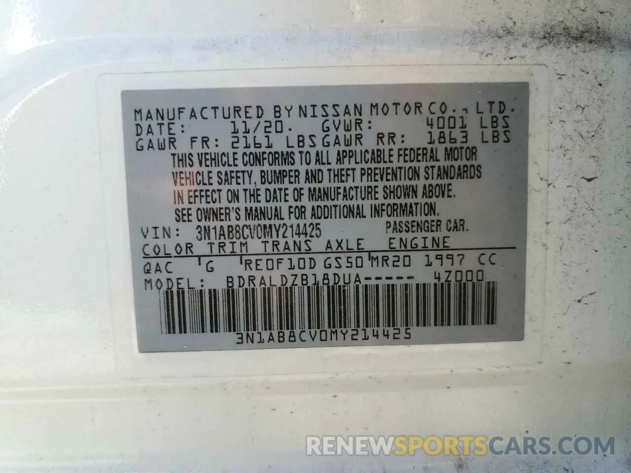 12 Фотография поврежденного автомобиля 3N1AB8CV0MY214425 NISSAN SENTRA 2021
