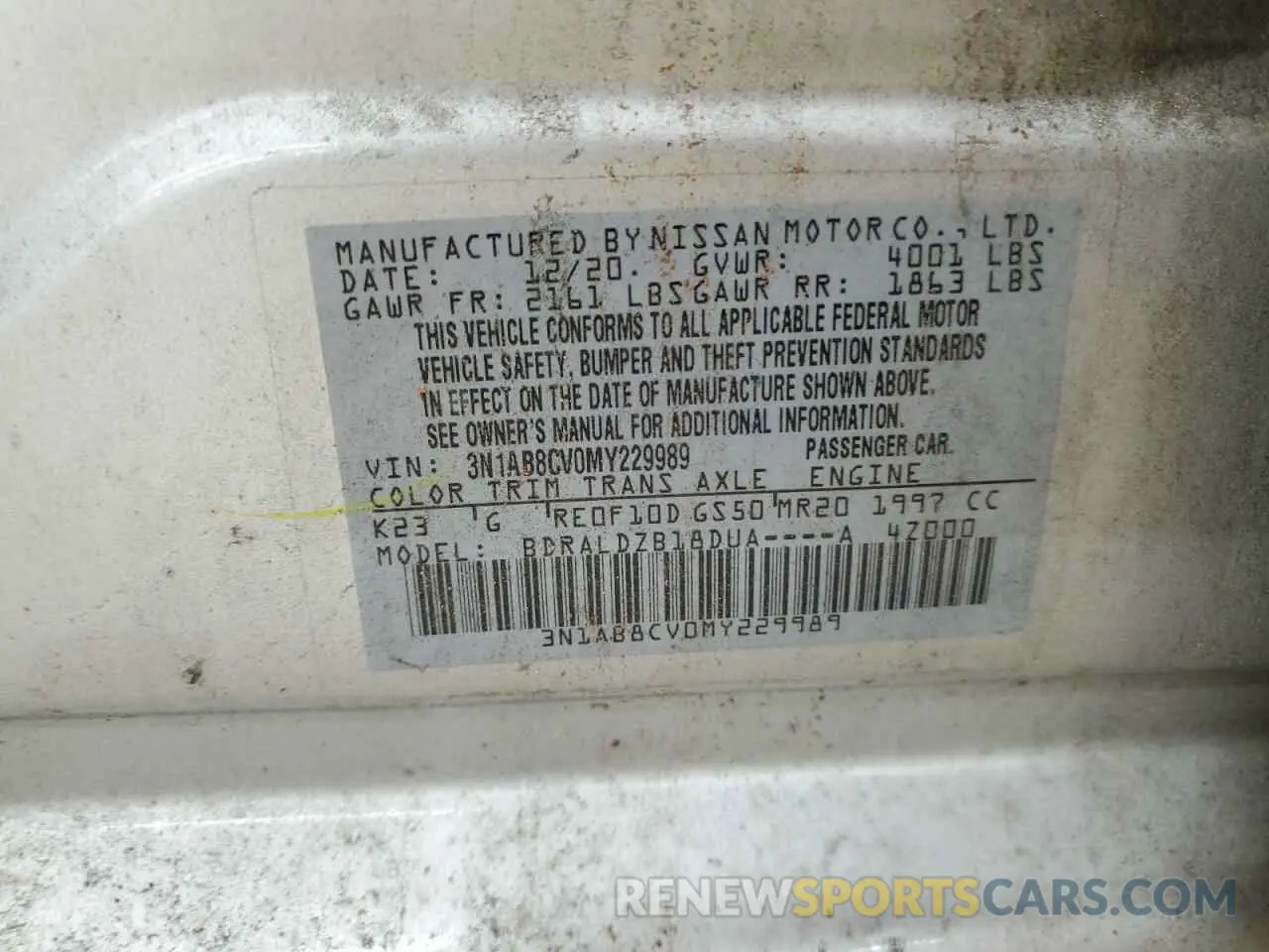 13 Фотография поврежденного автомобиля 3N1AB8CV0MY229989 NISSAN SENTRA 2021