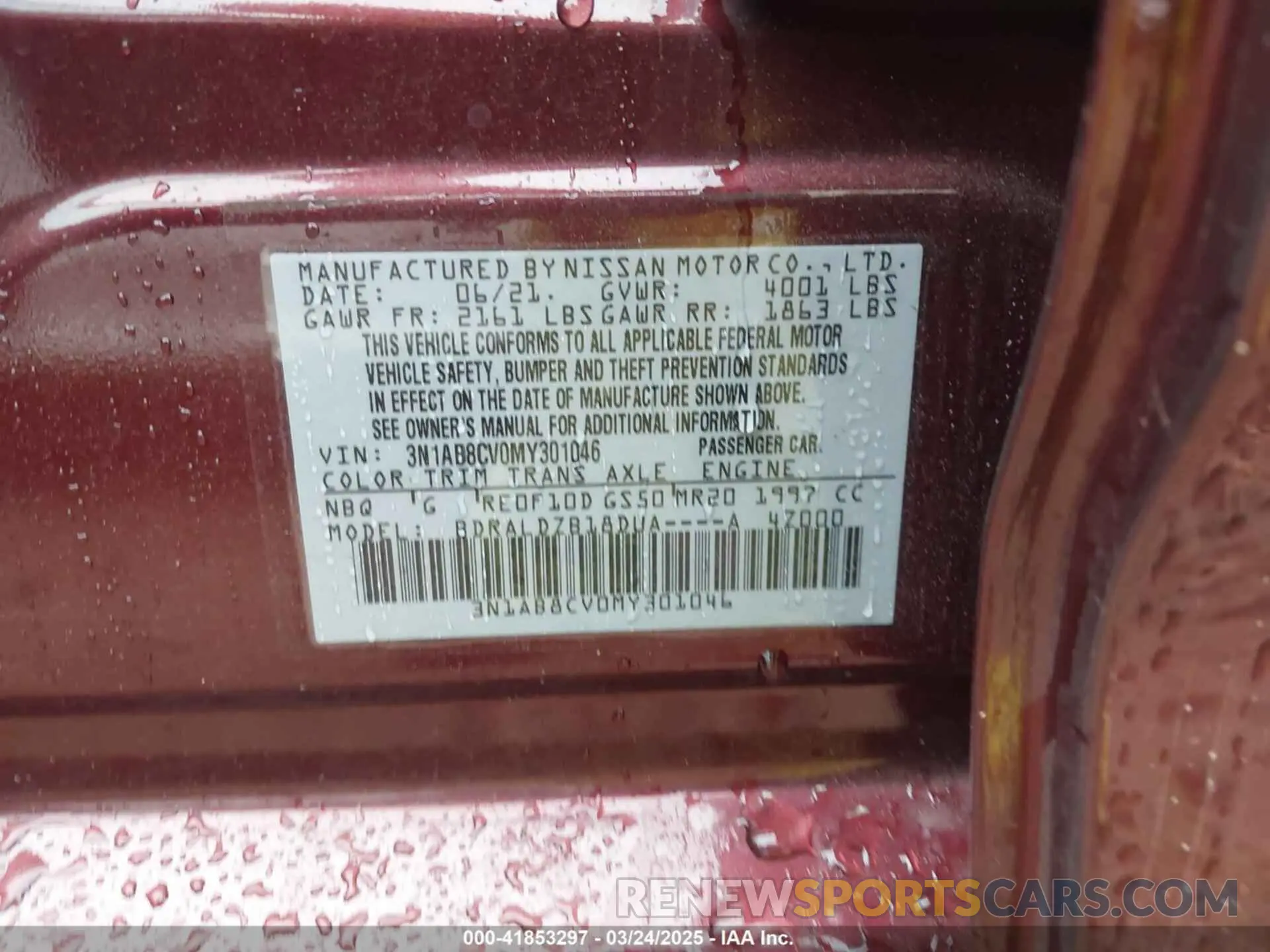 9 Photograph of a damaged car 3N1AB8CV0MY301046 NISSAN SENTRA 2021