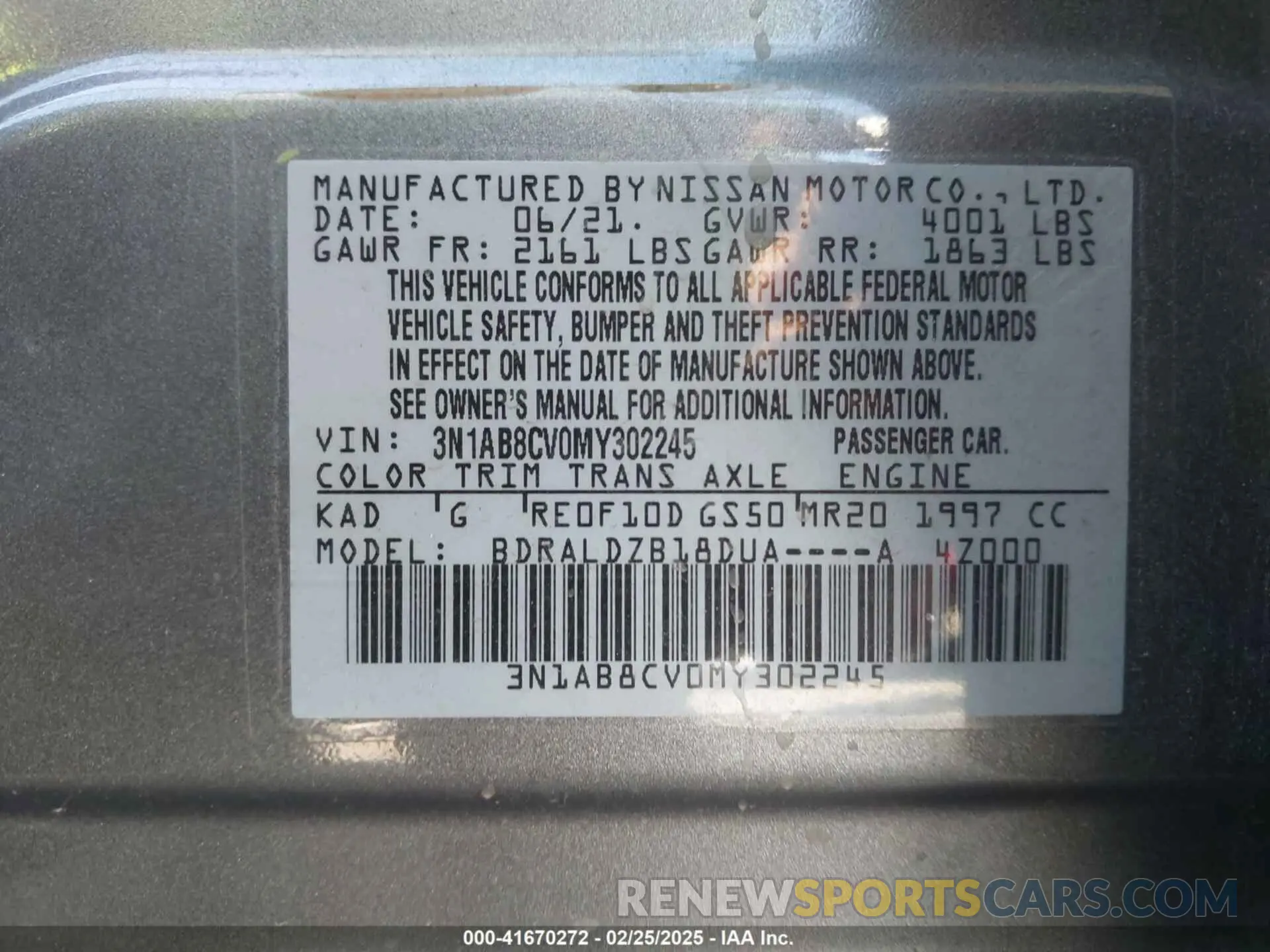 9 Фотография поврежденного автомобиля 3N1AB8CV0MY302245 NISSAN SENTRA 2021