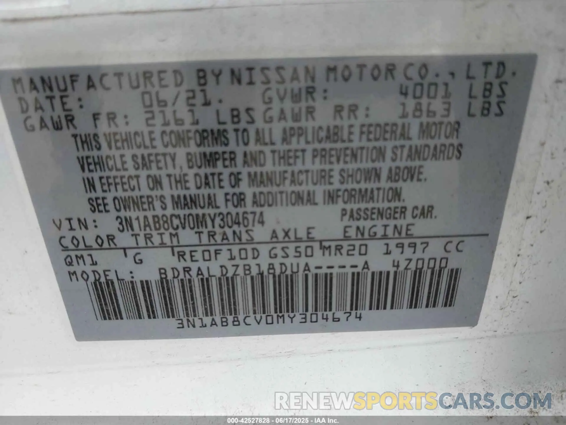 9 Photograph of a damaged car 3N1AB8CV0MY304674 NISSAN SENTRA 2021