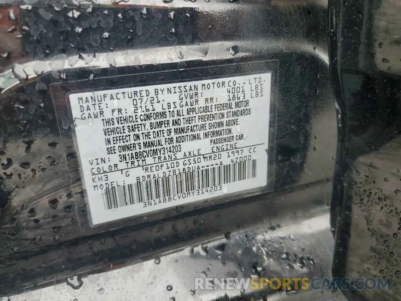 14 Photograph of a damaged car 3N1AB8CV0MY314203 NISSAN SENTRA 2021