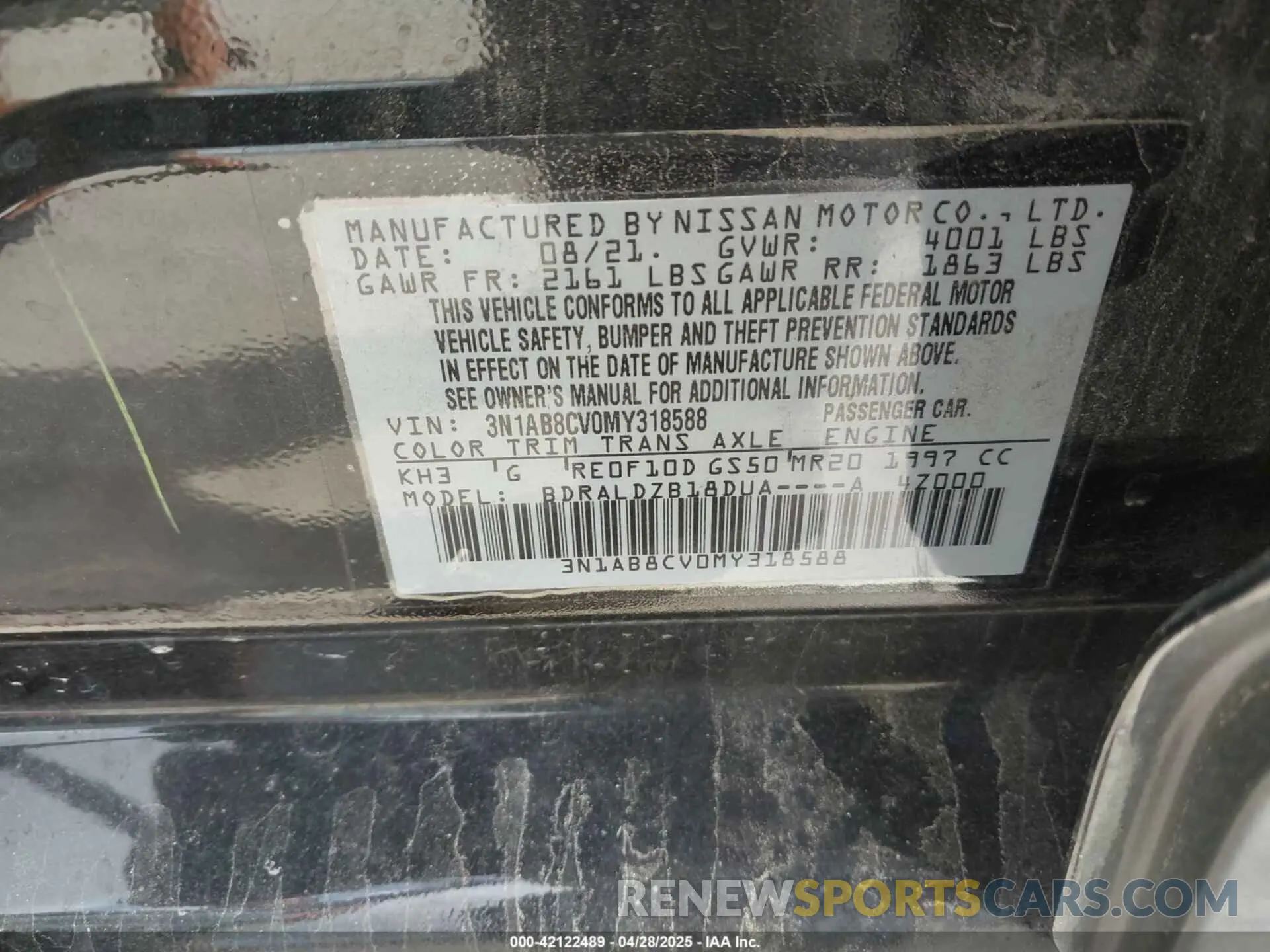 9 Photograph of a damaged car 3N1AB8CV0MY318588 NISSAN SENTRA 2021