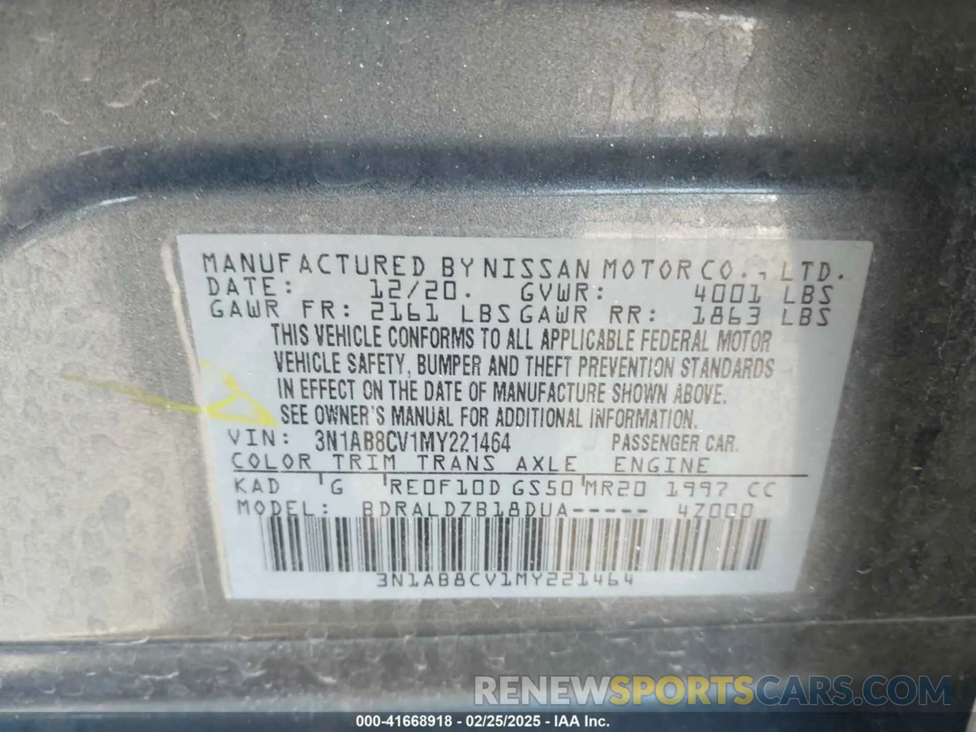 9 Photograph of a damaged car 3N1AB8CV1MY221464 NISSAN SENTRA 2021