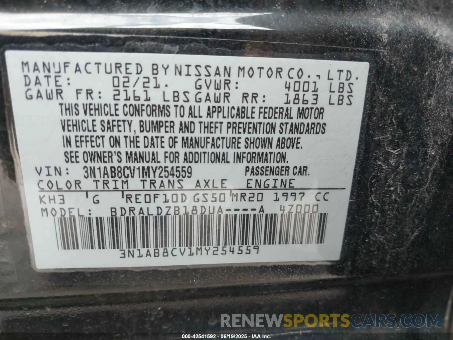 9 Фотография поврежденного автомобиля 3N1AB8CV1MY254559 NISSAN SENTRA 2021