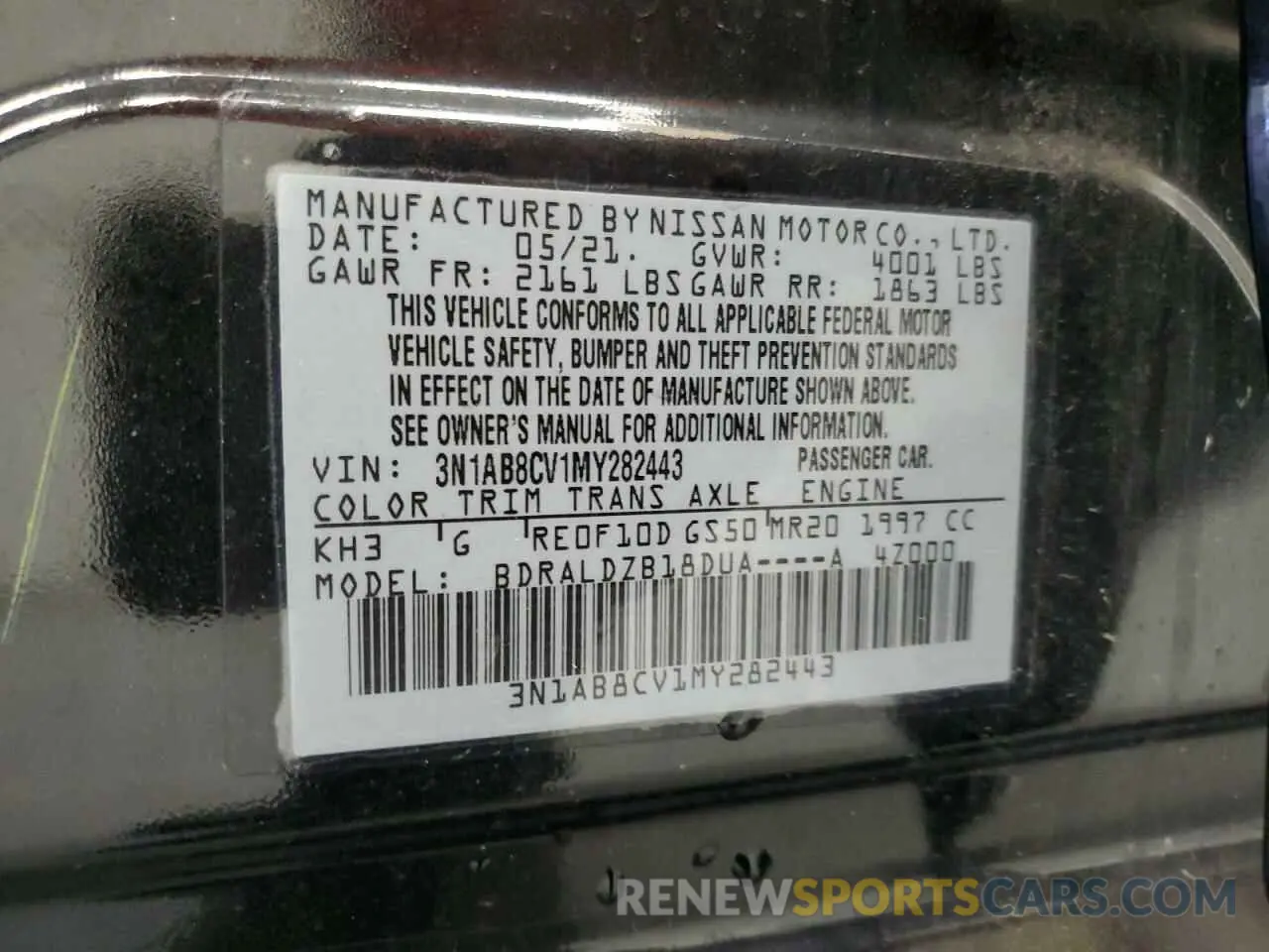 12 Photograph of a damaged car 3N1AB8CV1MY282443 NISSAN SENTRA 2021