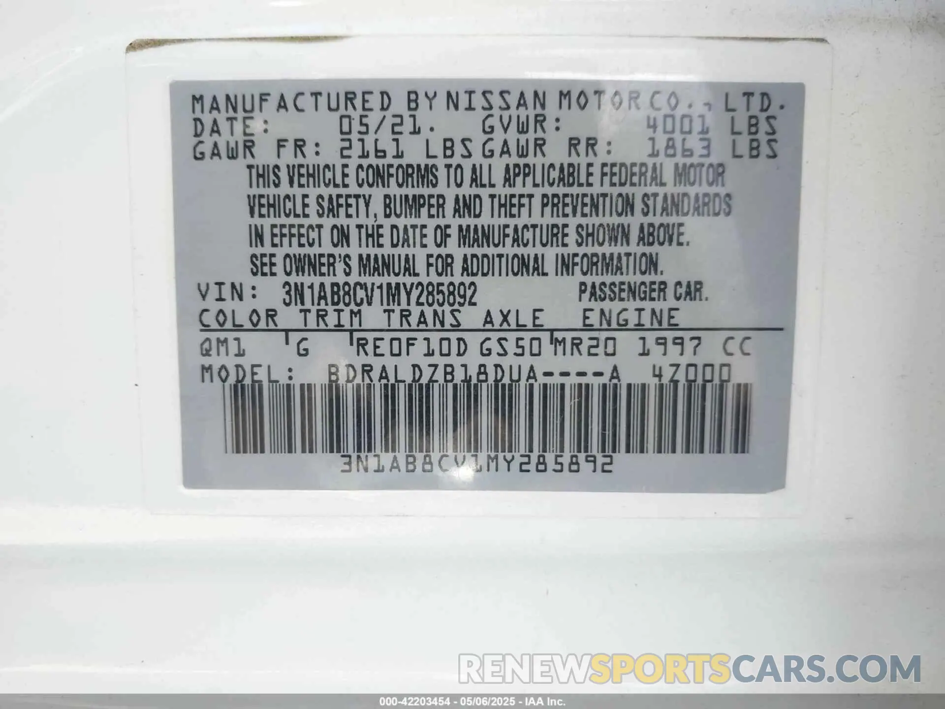 9 Photograph of a damaged car 3N1AB8CV1MY285892 NISSAN SENTRA 2021