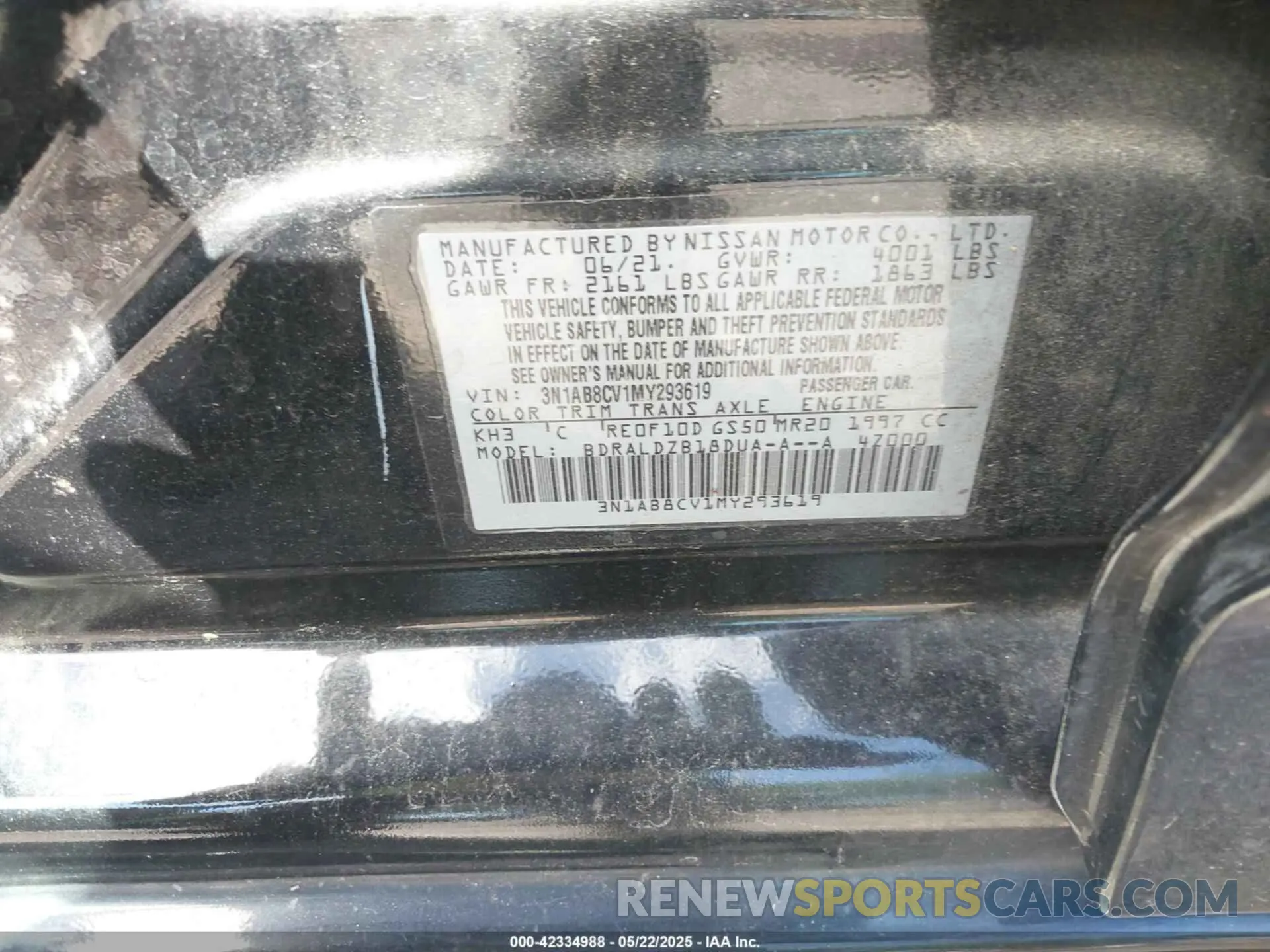 9 Photograph of a damaged car 3N1AB8CV1MY293619 NISSAN SENTRA 2021