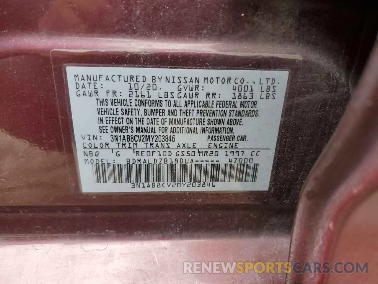 12 Фотография поврежденного автомобиля 3N1AB8CV2MY203846 NISSAN SENTRA 2021