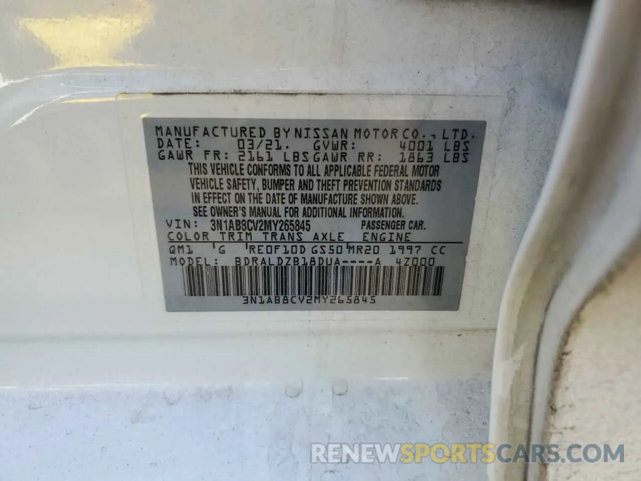 14 Photograph of a damaged car 3N1AB8CV2MY265845 NISSAN SENTRA 2021