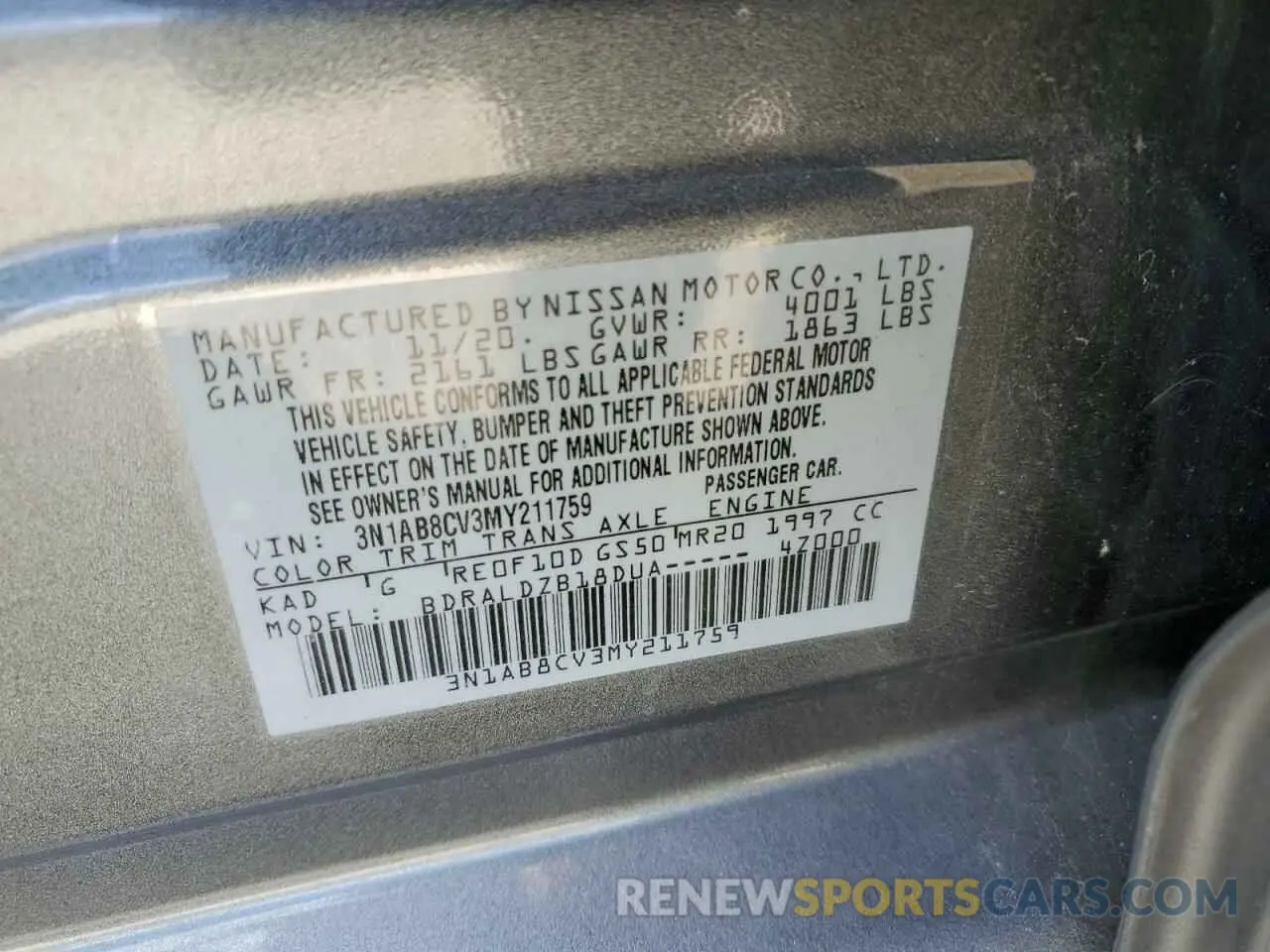 12 Фотография поврежденного автомобиля 3N1AB8CV3MY211759 NISSAN SENTRA 2021