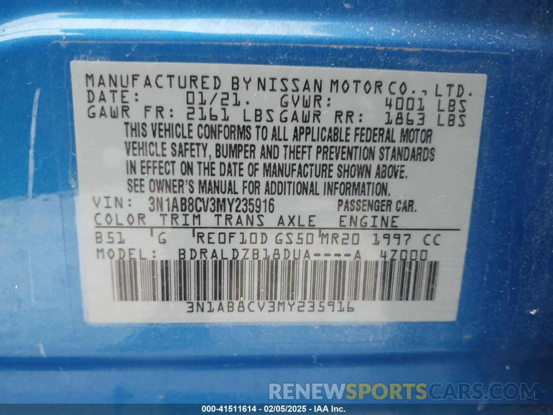 9 Фотография поврежденного автомобиля 3N1AB8CV3MY235916 NISSAN SENTRA 2021
