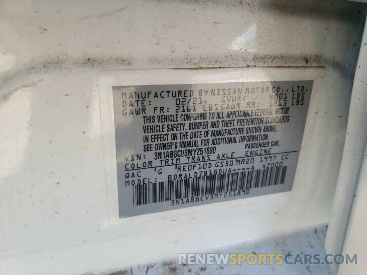 14 Фотография поврежденного автомобиля 3N1AB8CV3MY251890 NISSAN SENTRA 2021