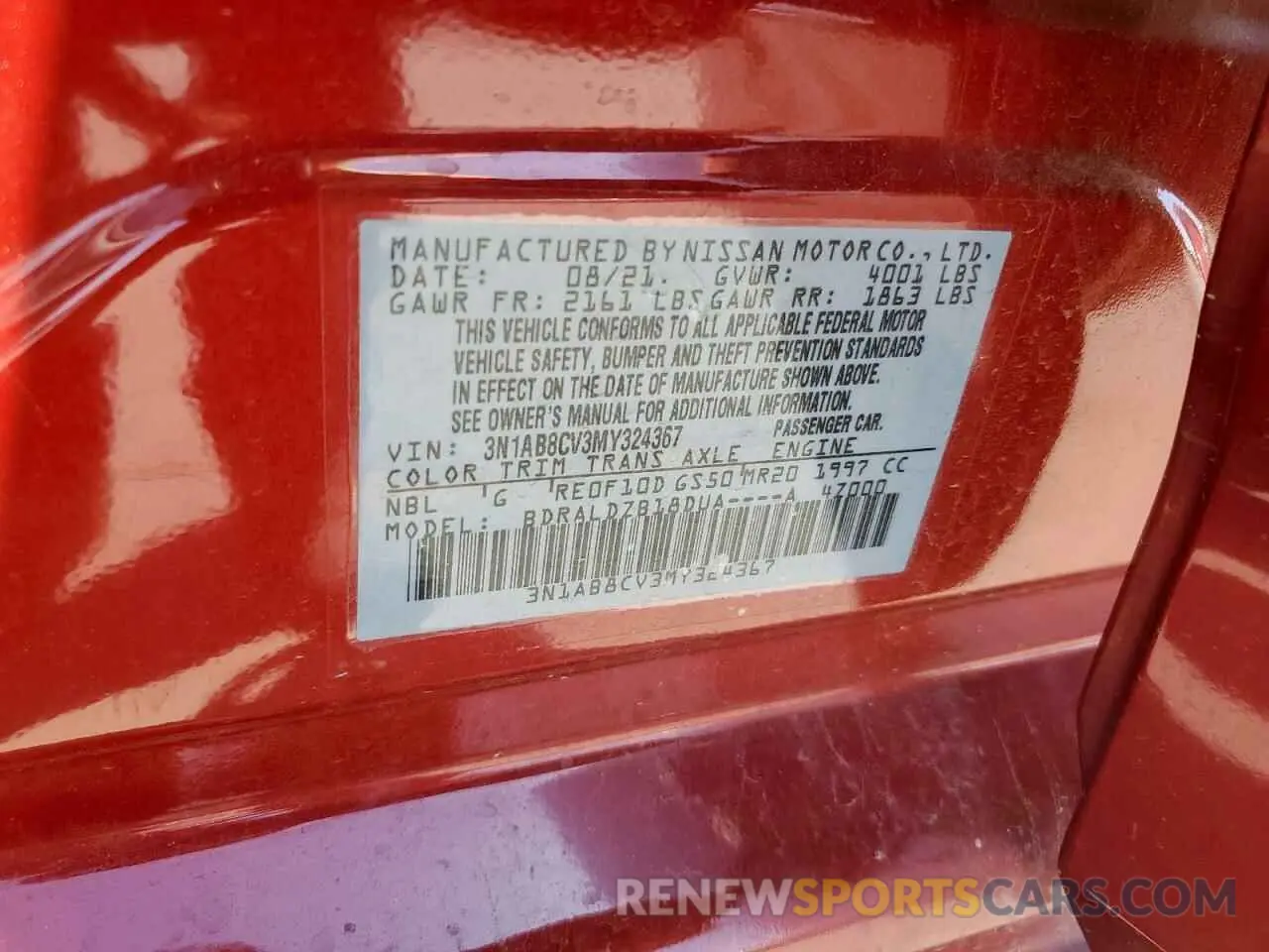 15 Фотография поврежденного автомобиля 3N1AB8CV3MY324367 NISSAN SENTRA 2021