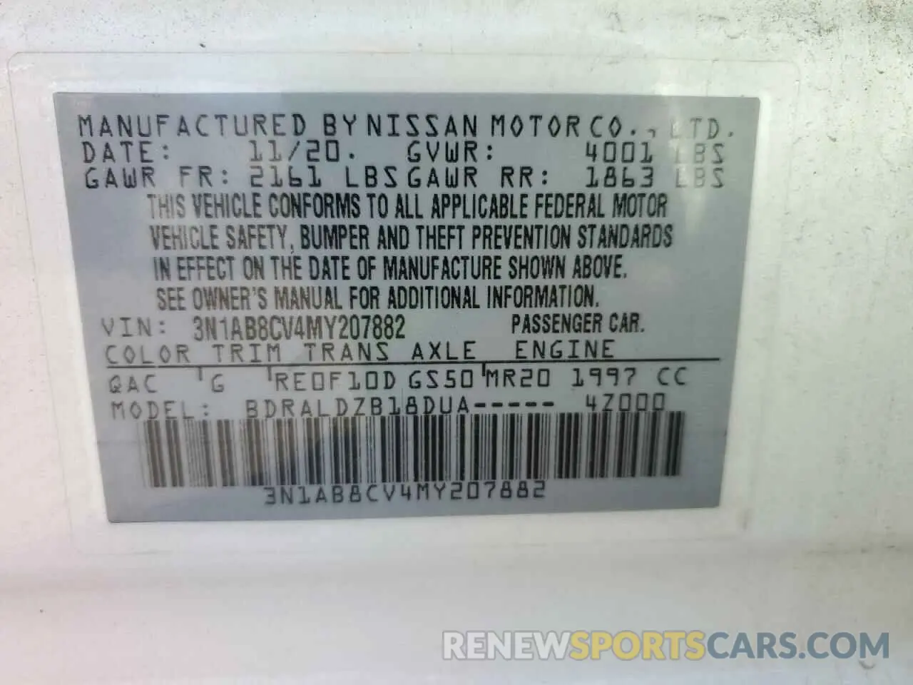 12 Photograph of a damaged car 3N1AB8CV4MY207882 NISSAN SENTRA 2021
