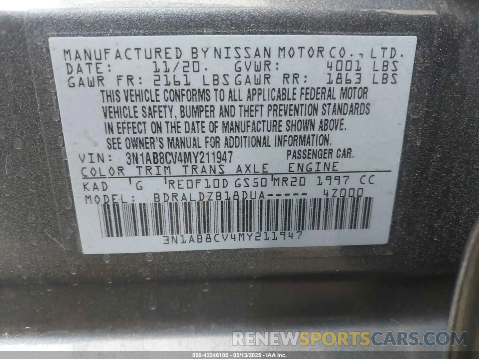 9 Photograph of a damaged car 3N1AB8CV4MY211947 NISSAN SENTRA 2021
