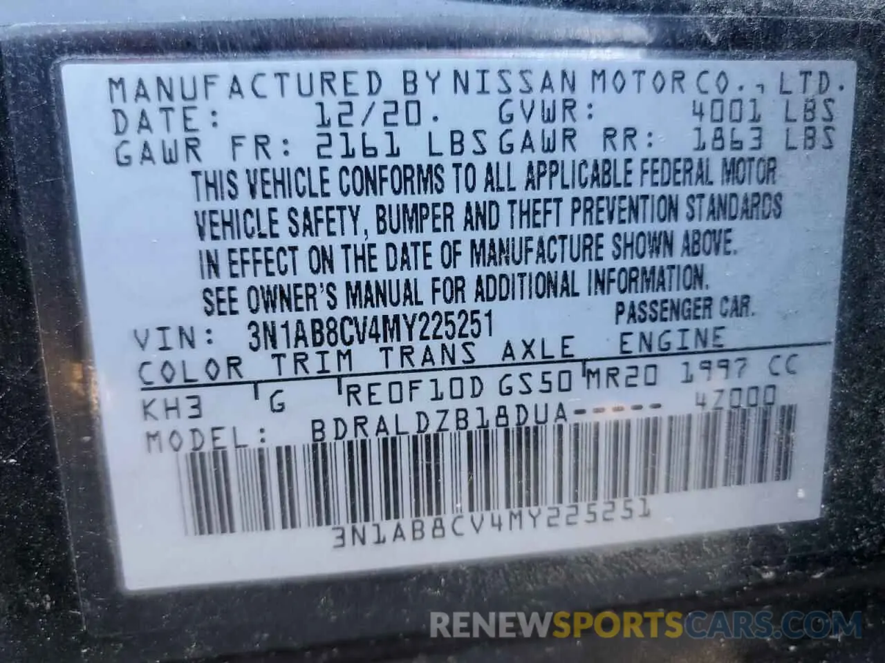 14 Photograph of a damaged car 3N1AB8CV4MY225251 NISSAN SENTRA 2021