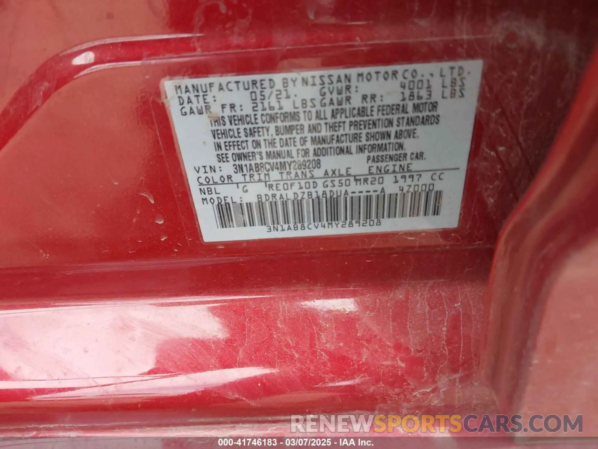 9 Фотография поврежденного автомобиля 3N1AB8CV4MY289208 NISSAN SENTRA 2021