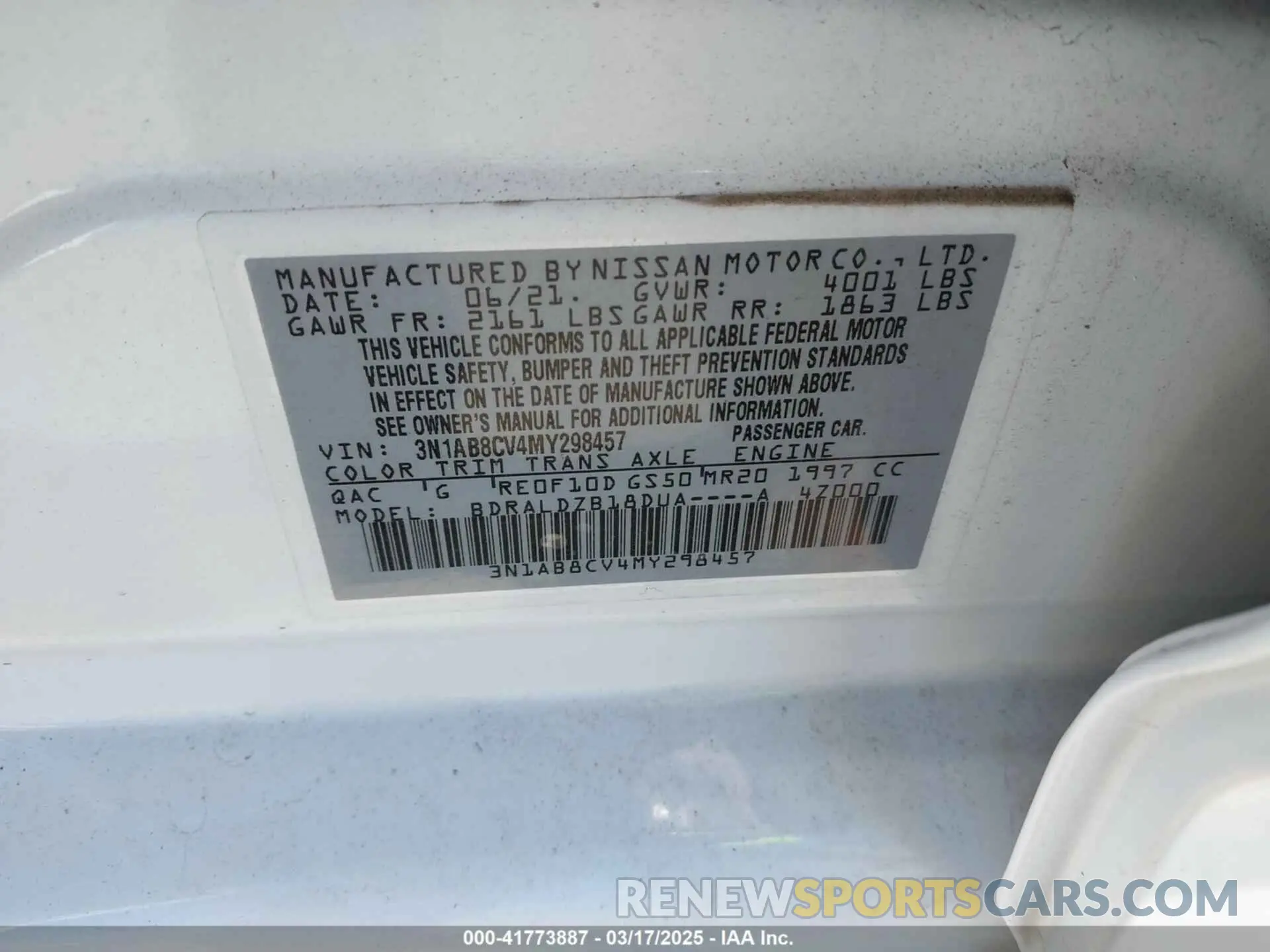 9 Фотография поврежденного автомобиля 3N1AB8CV4MY298457 NISSAN SENTRA 2021