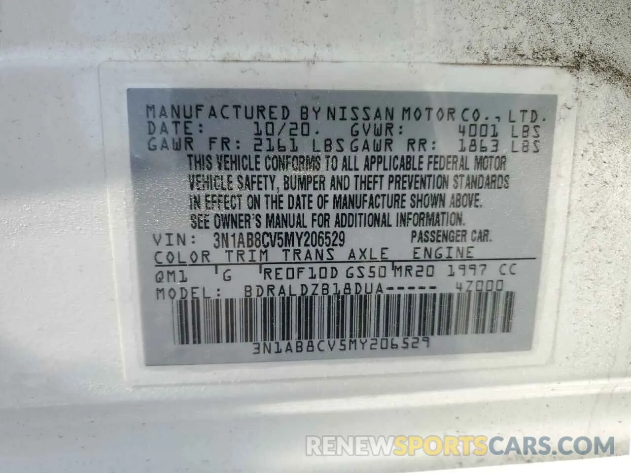 13 Photograph of a damaged car 3N1AB8CV5MY206529 NISSAN SENTRA 2021