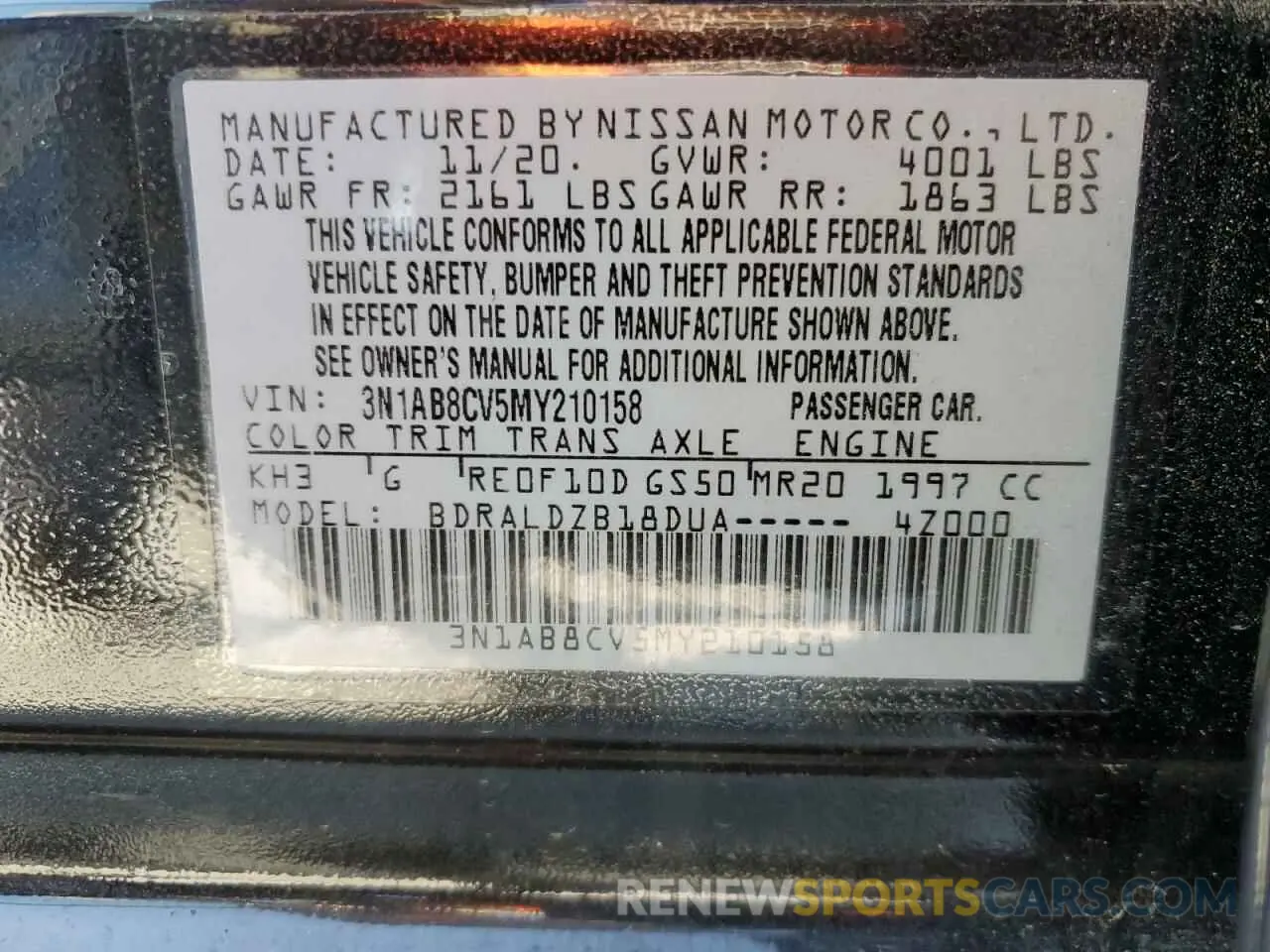 14 Photograph of a damaged car 3N1AB8CV5MY210158 NISSAN SENTRA 2021
