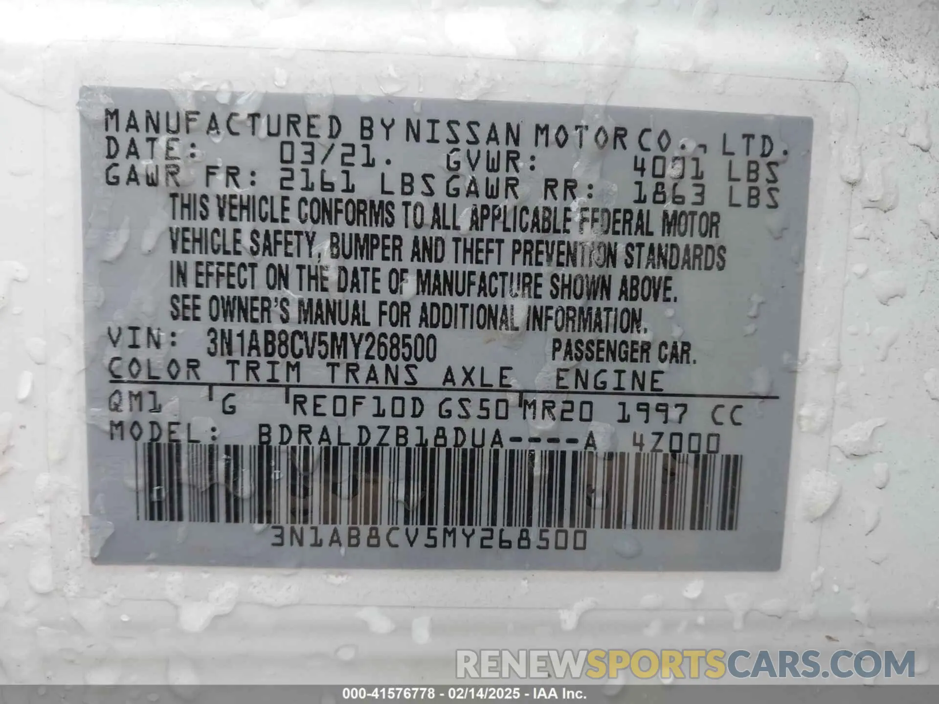 9 Photograph of a damaged car 3N1AB8CV5MY268500 NISSAN SENTRA 2021