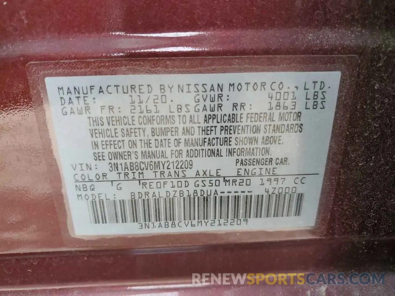 14 Photograph of a damaged car 3N1AB8CV6MY212209 NISSAN SENTRA 2021