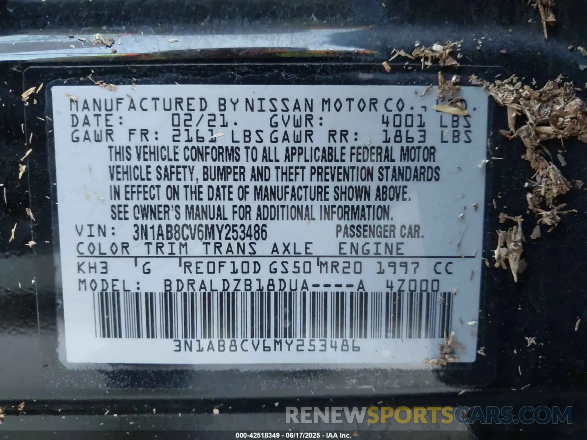 9 Photograph of a damaged car 3N1AB8CV6MY253486 NISSAN SENTRA 2021