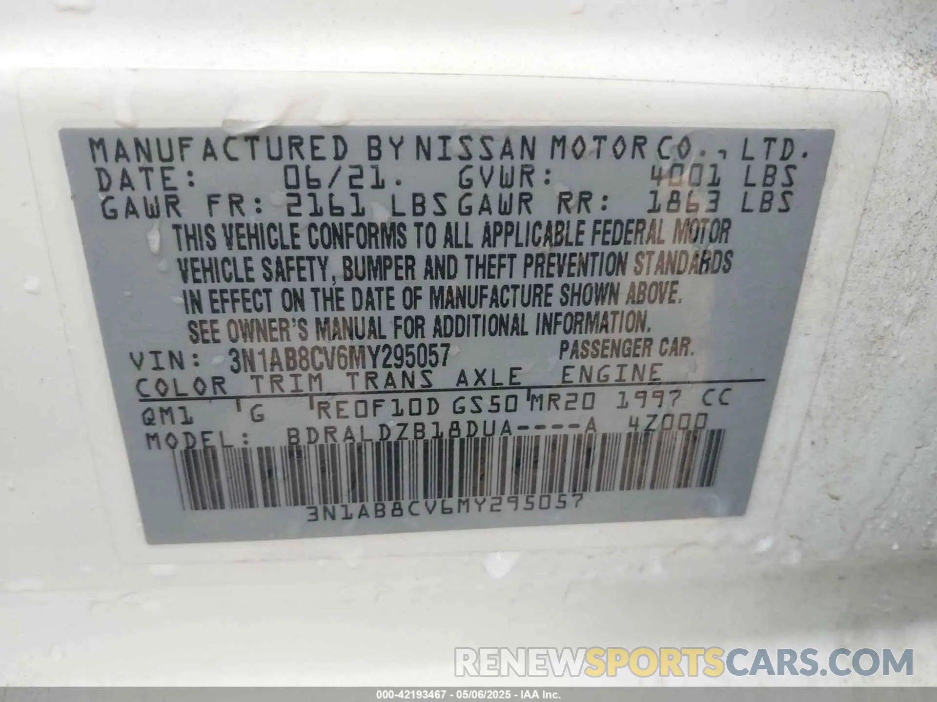 9 Photograph of a damaged car 3N1AB8CV6MY295057 NISSAN SENTRA 2021