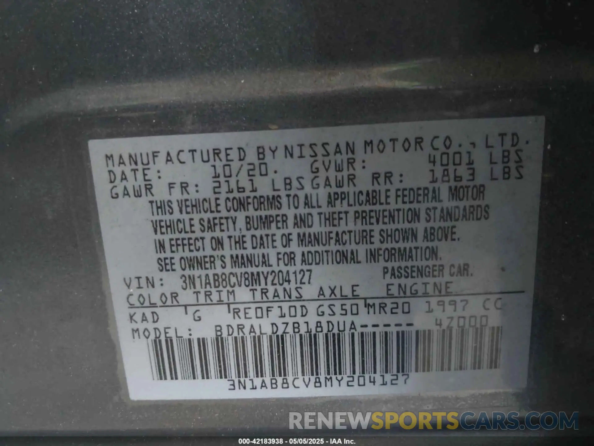 9 Photograph of a damaged car 3N1AB8CV8MY204127 NISSAN SENTRA 2021