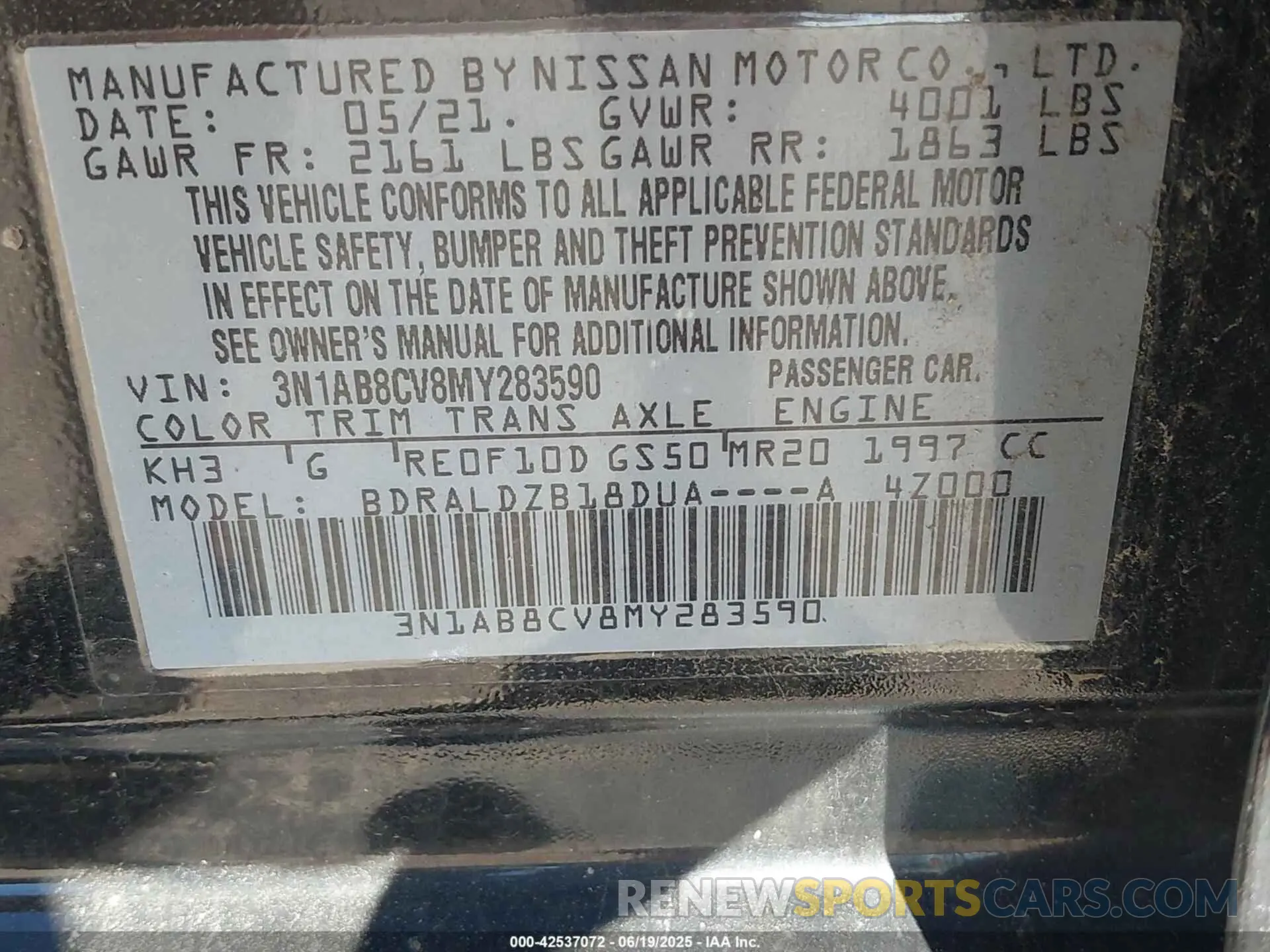 9 Photograph of a damaged car 3N1AB8CV8MY283590 NISSAN SENTRA 2021