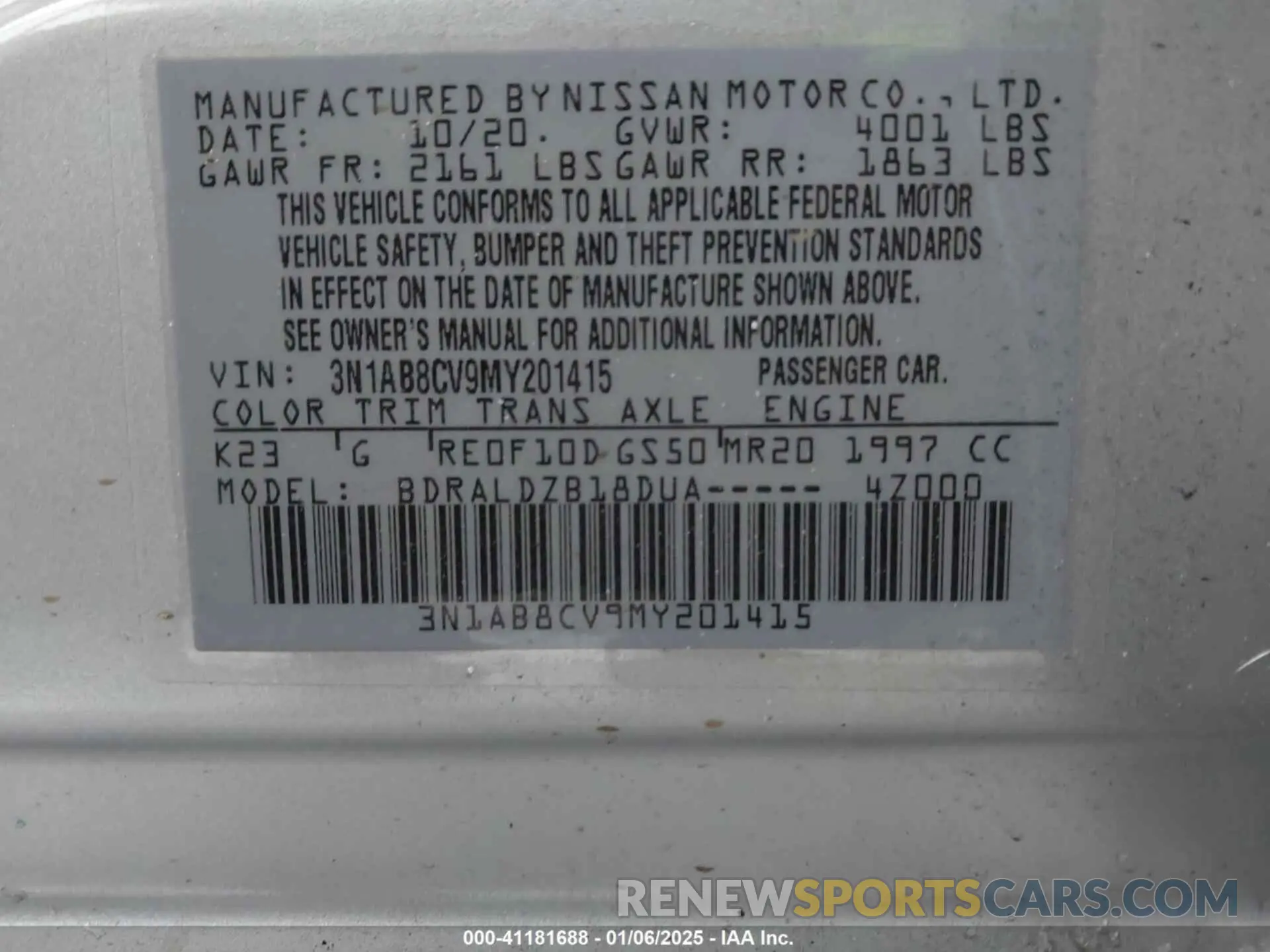 9 Photograph of a damaged car 3N1AB8CV9MY201415 NISSAN SENTRA 2021