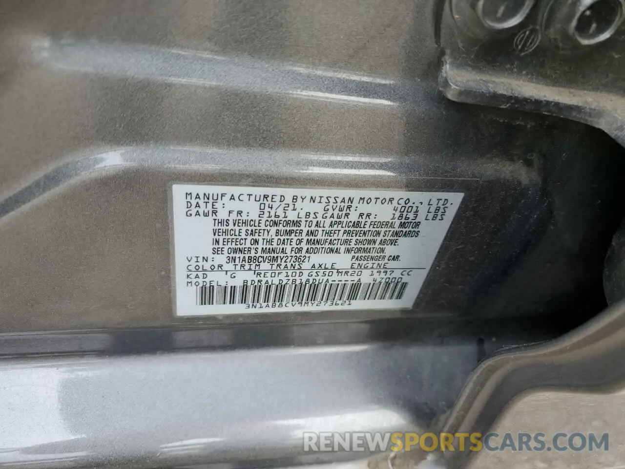 12 Фотография поврежденного автомобиля 3N1AB8CV9MY273621 NISSAN SENTRA 2021