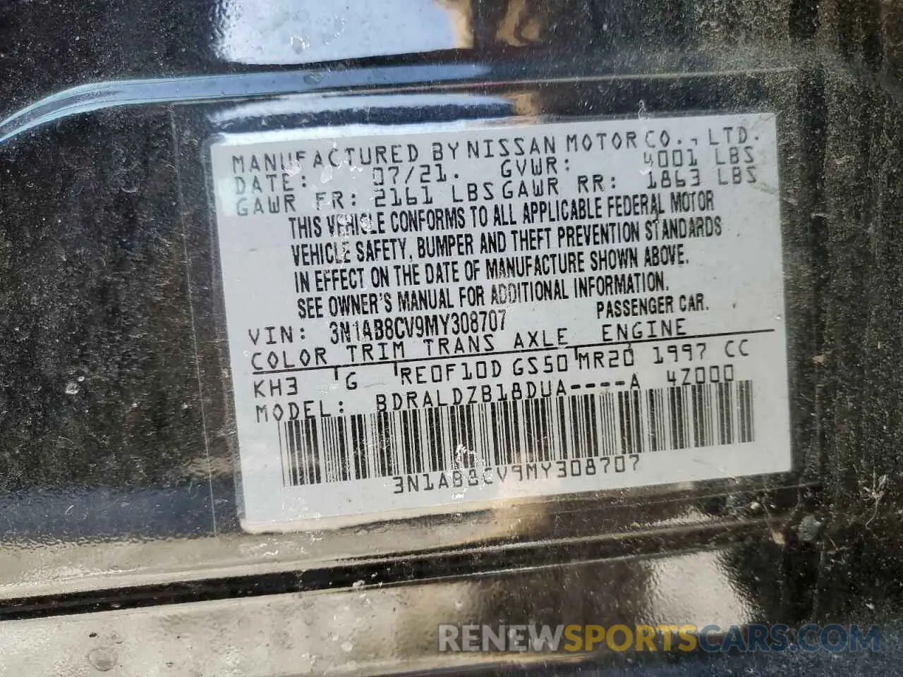 12 Фотография поврежденного автомобиля 3N1AB8CV9MY308707 NISSAN SENTRA 2021